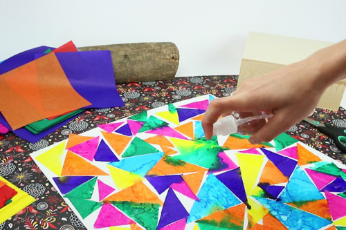 Cuadro con papel de seda mojado