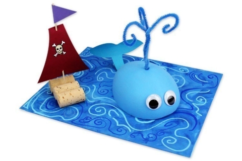 Cuadro 3D: Ballena y barco pirata