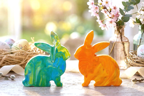 Marbled Wooden Rabbit - Mess-Free Painting