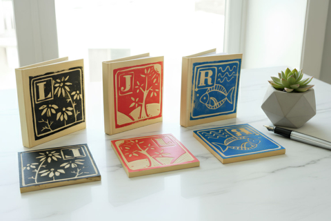 Libretas personalizadas con linograbado: ¡diseña tu propia inicial!