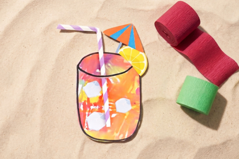 Pintura con papel crepé - Cócteles de verano