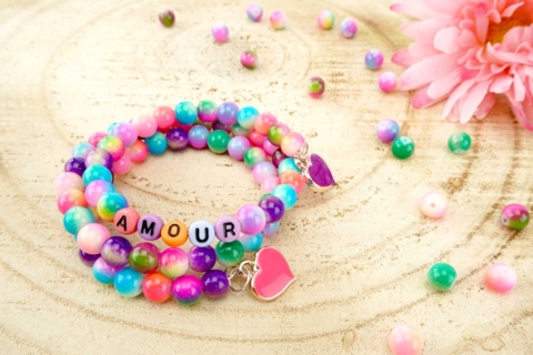 Bracelets "LOVE" Rainbow Beads