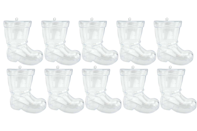 Transparent Plastic Boots - 10 Pieces - 7 - Fillable Shapes - Plastic - 10doigts.com - Formes à garnir - Plastique - 10doigts.fr