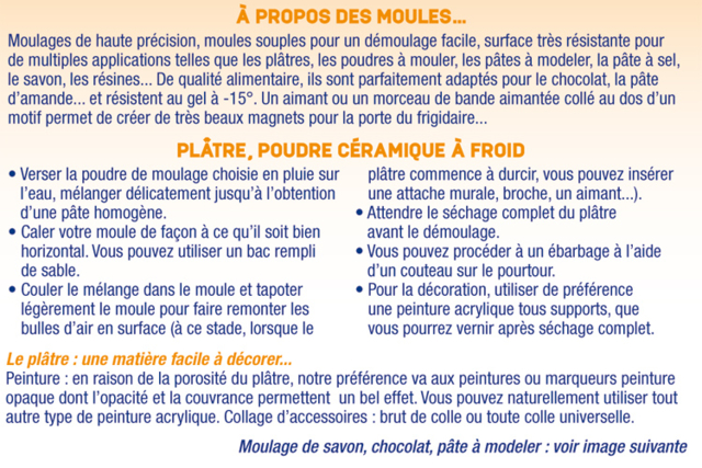 Consejos y trucos para el uso de moldes - Moules pour plâtre, savon, béton ... - 10doigts.fr
