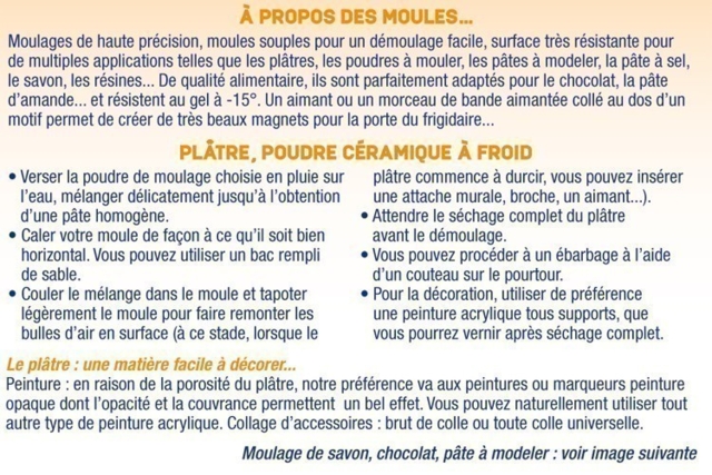 Consejos y trucos para el uso de moldes - Moules pour plâtre, savon, béton ... - 10doigts.fr