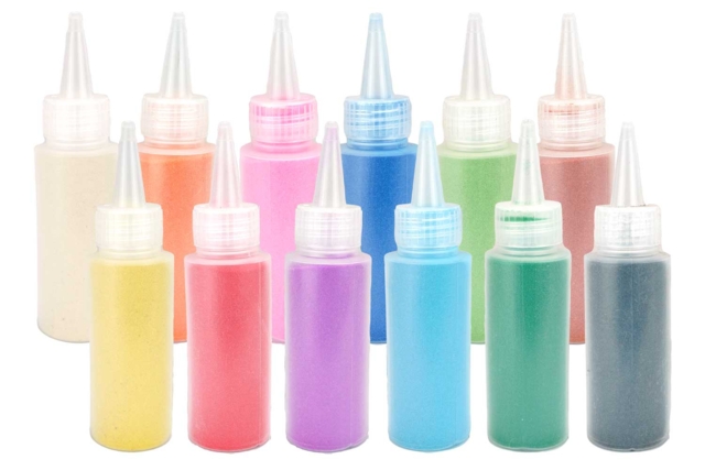12 botellas de arena coloreada - Sable créatif - 10doigts.fr