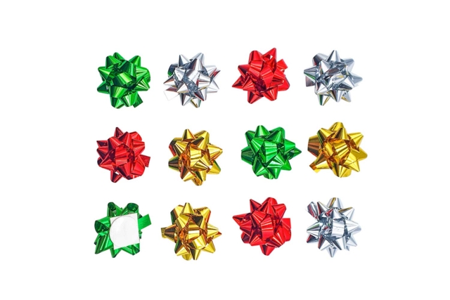 Metallic Adhesive Star Bows - 12 pcs - 2 - Gift Ribbons - 10doigts.com - Rubans cadeaux - 10doigts.fr