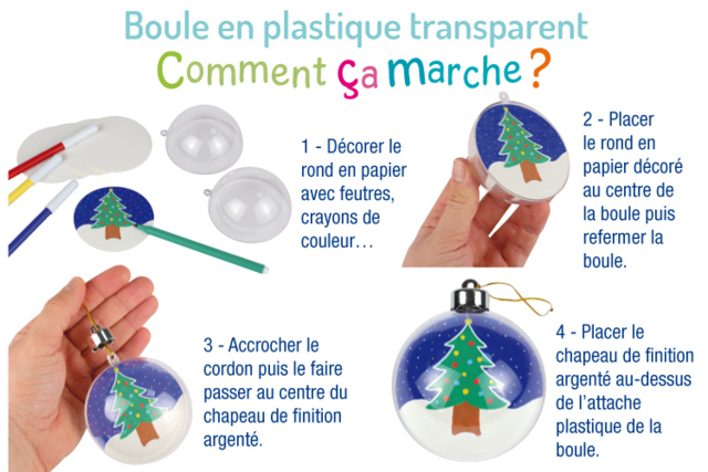 Bolas de plástico transparente 3 en 1 - Boules de Noël DIY - 10doigts.fr