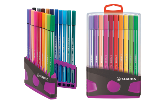 STABILO Pen 68 Markers - 20 Assorted Colors - 1 - Medium-Tip Markers - 10doigts.com - Feutres pointes moyennes : l'outil polyvalent pour le dessin et l'école - 10doigts.fr