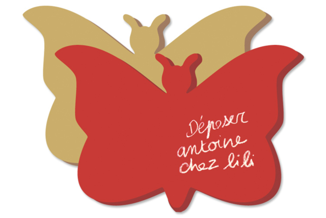 Gran mariposa de madera media (MDF) con pintura a la tiza - Peinture magnétique - 10doigts.fr
