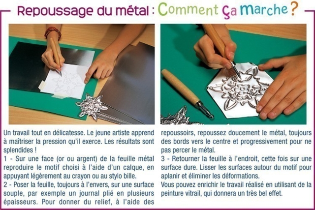 Metal a repujar paso a paso - Métal à repousser : tout le matériel pour vos créations en relief - 10doigts.fr