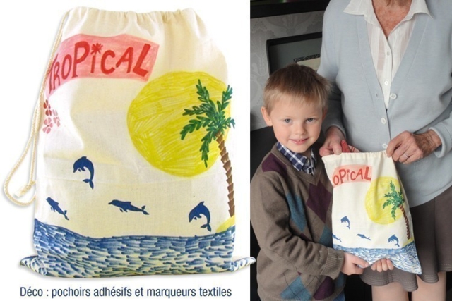Bolsa de cordones de algodón crudo: idea deco - Coton, lin - Textiles - 10doigts.fr