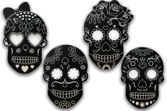 4 Máscaras rascables cabeza de muerto - Masques créatifs enfants - 10doigts.fr