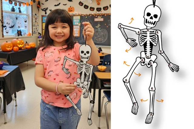 4 Móviles esqueleto articulado - Kits créatifs Halloween - 10doigts.fr