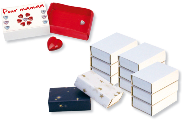 Set de 10 cajas de cerillas de cartón blanco - Boîtes et corbeilles en carton - 10doigts.fr