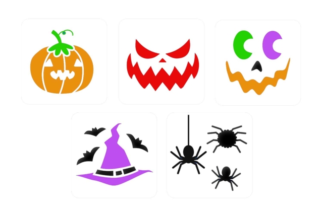 Halloween Stencils - 5 Pieces - 2 - Party Stencils - 10doigts.com - Pochoirs de fêtes : l’accessoire idéal pour célébrer chaque moment de l’année - 10doigts.fr
