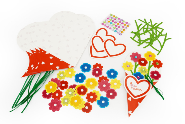 Flower Bouquet Card Kit - 6 Cards - 2 - Mother's Day Cards - 10doigts.com - Cartes de Fête des Mères : modèles et kits créatifs à fabriquer - 10doigts.fr