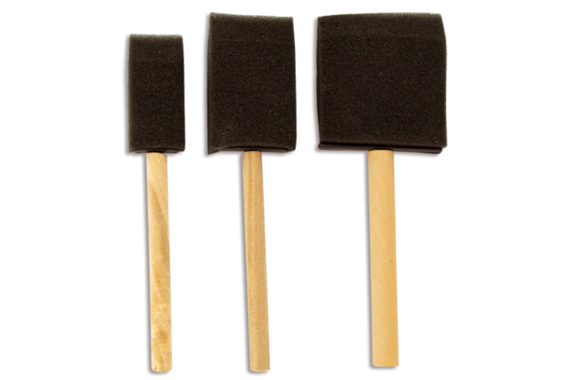 Juego de 3 pinceles de espuma con mango de madera - Pinceaux - 10doigts.fr