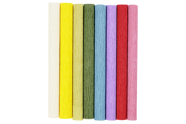 8 hojas de Papel crepé - Colores Vivos - Fleurs en papier crépon : créez des bouquets éternels - 10doigts.fr