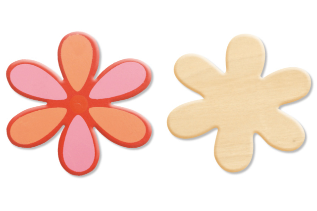 Natural Wood Flowers - 10 Pieces - 1 - Wooden Shapes - 10doigts.com - Supports plats en bois - 10doigts.fr