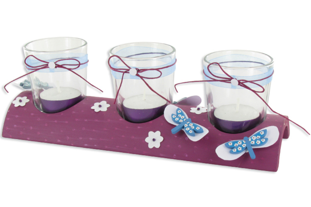 Centerpiece with 3 Candle Holders - 2 - Glass Supports - 10doigts.com - Supports en Verre - 10doigts.fr