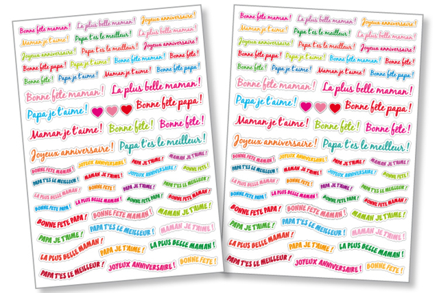 Message Stickers - 114 pcs - 5 - Celebration Messages - 10doigts.com - Gommettes Fête des parents : personnaliser vos cadeaux avec amour - 10doigts.fr