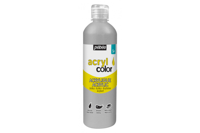 silver acrylic - Peinture acrylique satinée, brillante - 10doigts.fr