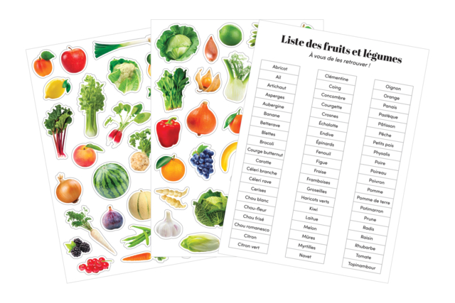 Stickers "I Learn Fruits and Vegetables" - 60 pcs - 3 - Flower, Fruit, and Vegetable Stickers - 10doigts.com - Gommettes Fleurs, Fruits et Légumes - 10doigts.fr