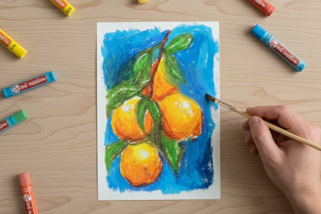 acuarela con pastel al óleo - Pastels et fusains : l'art de la couleur et du contraste - 10doigts.fr
