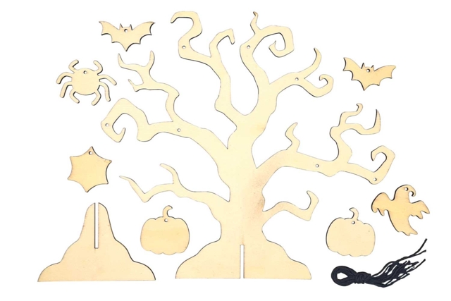 Spooky Tree and Wooden Shapes - 3 - Halloween Decoration Stands - 10doigts.com - Supports d'Halloween à décorer - 10doigts.fr