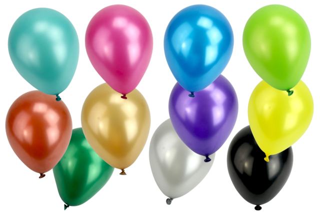Round Balloons, Metallic Colors - 100 Pieces - 1 - Balloons, garlands, streamers - 10doigts.com - Ballons, guirlandes, serpentins - 10doigts.fr