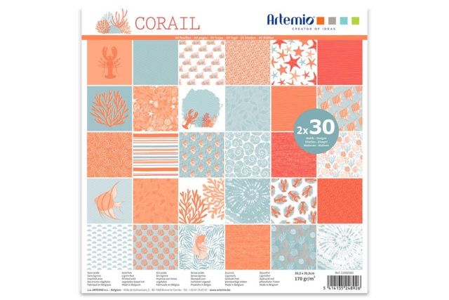 Coral Paper Pad, 30 x 30 cm - 60 Sheets - 6 - Patterned Papers - 10doigts.com - Papiers à motifs - 10doigts.fr