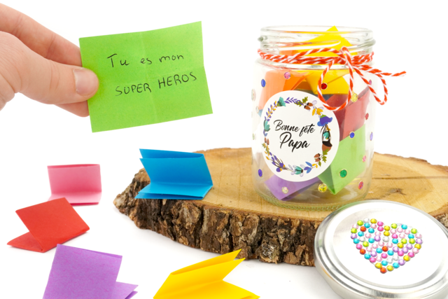 Bocal de mensajes de amor para el día del padre - Supports en Verre - 10doigts.fr