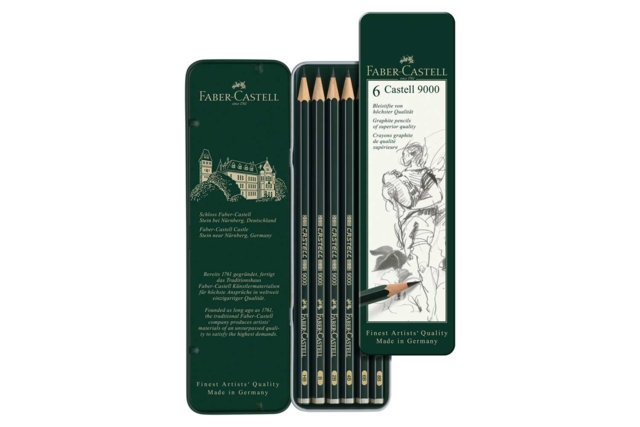 Box of 6 graphite pencils 9000 - Crayons graphite et mines pour le dessin - 10doigts.fr