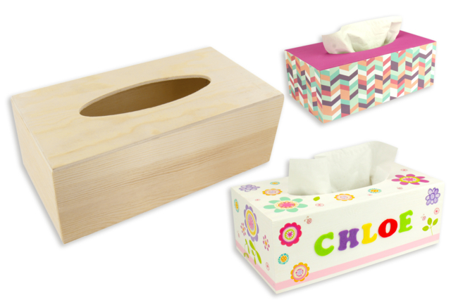 caja de pañuelos rectangular - Boîtes en bois - 10doigts.fr