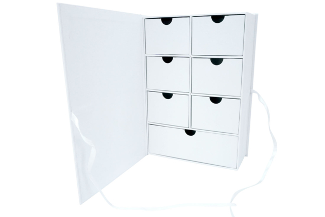 White Cardboard Box with Drawers - 1 - Cardboard Boxes and Baskets - 10doigts.com - Boîtes et corbeilles en carton - 10doigts.fr