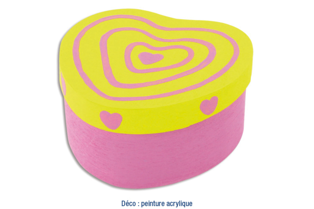 caja corazón madera rosa y amarilla - Boîtes en bois - 10doigts.fr