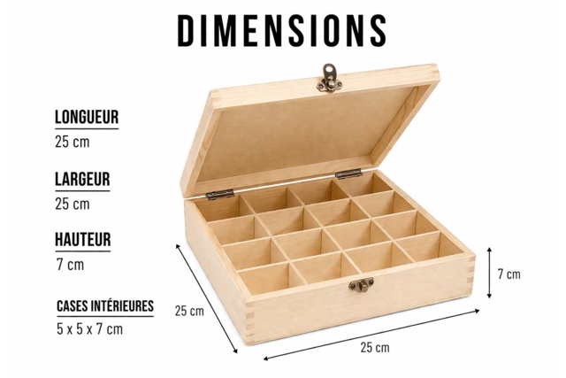 Caja organizadora de 16 compartimentos, - Boîtes en bois - 10doigts.fr