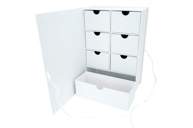 White Cardboard Box with Drawers - 4 - Cardboard Boxes and Baskets - 10doigts.com - Boîtes et corbeilles en carton - 10doigts.fr