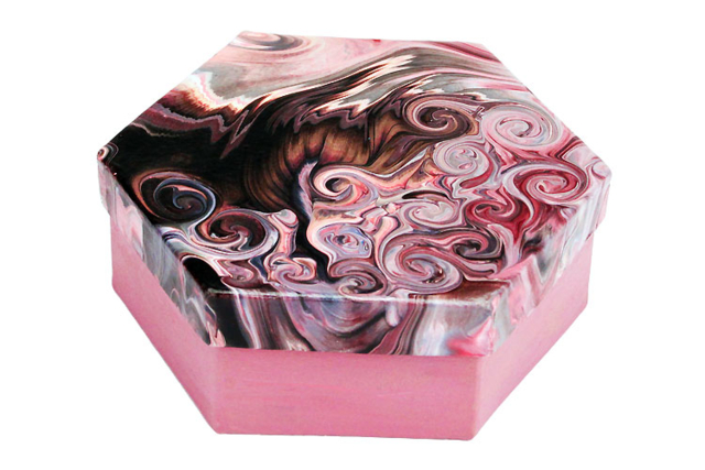 caja hexagonal con marmoleado - Boîtes et corbeilles en carton - 10doigts.fr