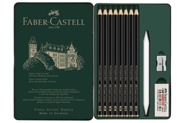 Caja metálica Pitt Graphite Mate - 11 piezas - Crayons graphite et mines pour le dessin - 10doigts.fr