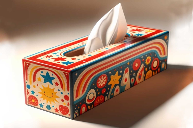 Caja de pañuelos - Peinture acrylique satinée, brillante - 10doigts.fr