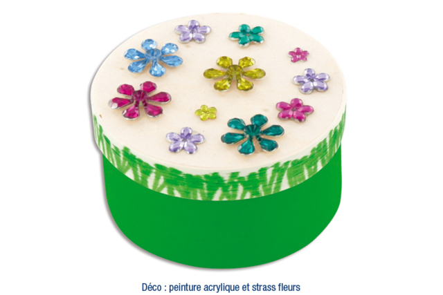 caja redonda de madera flores strass - Boîtes en bois - 10doigts.fr