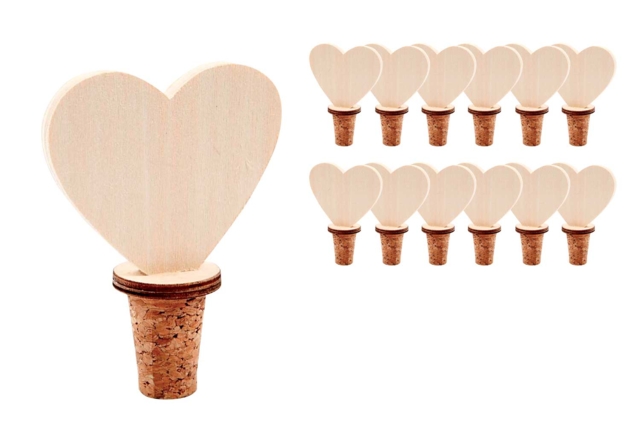 Cork Heart Stoppers - 12 Pieces - 2 - Wooden Objects for the Kitchen - 10doigts.com - Objets bois pour la cuisine - 10doigts.fr