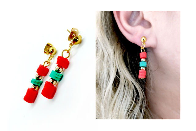 aretes de bucle heishi - Perles Heishi et coquillages - 10doigts.fr