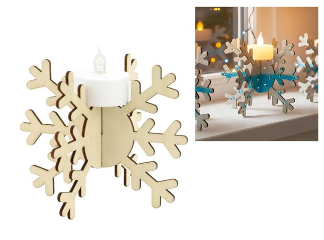 Wooden Snowflake Candle Holders - 6 Pieces - 1 - Christmas Lanterns - 10doigts.com - Photophores Noël - 10doigts.fr