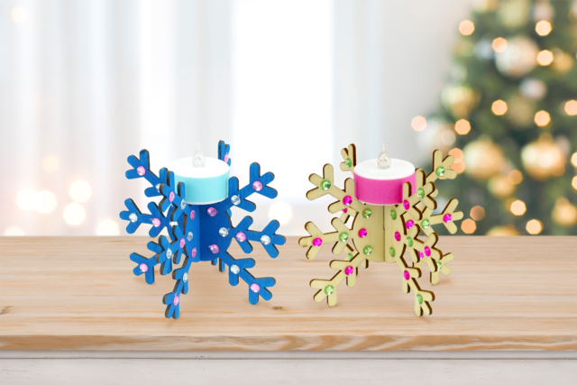 Wooden Snowflake Candle Holders - 6 Pieces - 5 - Christmas Lanterns - 10doigts.com - Photophores Noël - 10doigts.fr