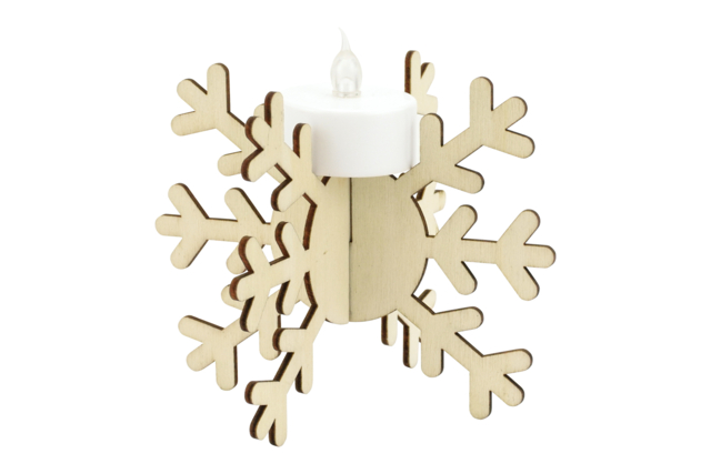 Wooden Snowflake Candle Holders - 6 Pieces - 3 - Christmas Lanterns - 10doigts.com - Photophores Noël - 10doigts.fr