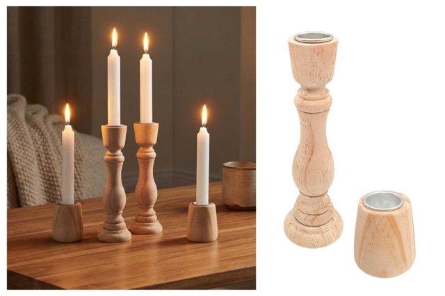 Bougeoirs en bois - Formes au choix - 1 - Wood Candle Holders - 10doigts.com - Bougeoirs en bois - 10doigts.fr