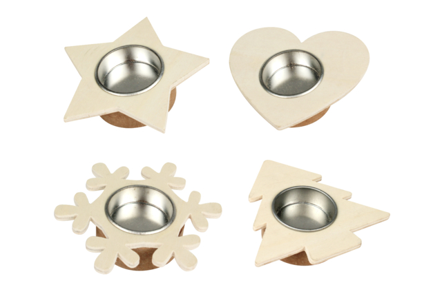 Wood Candle Holders - Shapes of Your Choice - 1 - Wood Candle Holders - 10doigts.com - Bougeoirs en bois - 10doigts.fr